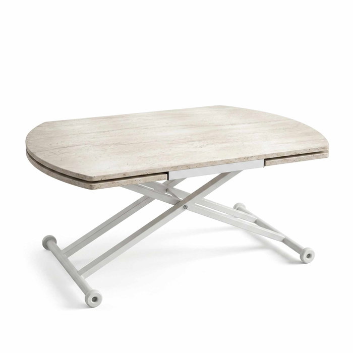 Hanah Home Mesa de Comedor Yan Yari Oval Extensible - Travertino y Blanco Hanah Home Mesa de Comedor Yan Yari Oval Extensible - Travertino y Blanco
